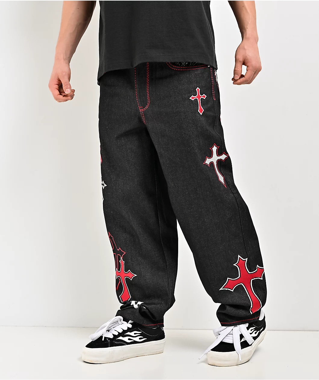 Roning By Benjart Ambush Crosses Black Raw Denim Jeans