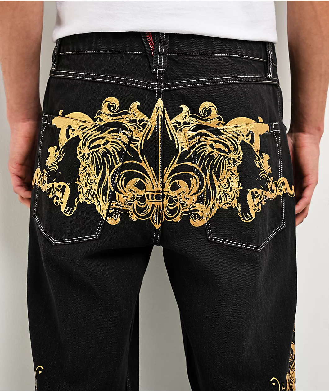 Roning By Benjart Ambush Fleur De Lion Black Wash Loose Fit Jeans - Image 2
