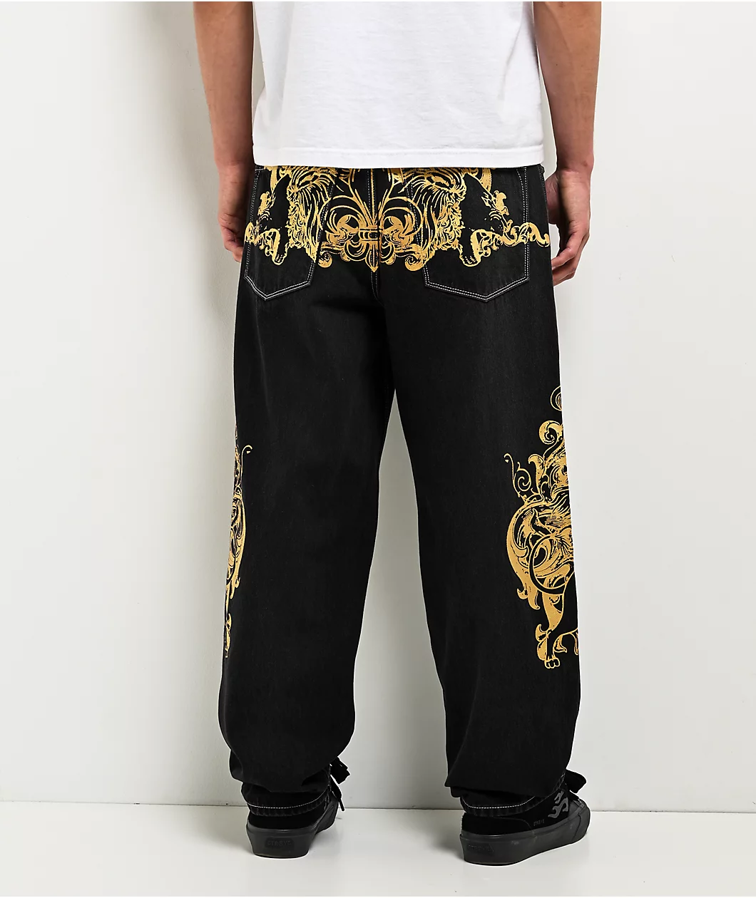Roning By Benjart Ambush Fleur De Lion Black Wash Loose Fit Jeans