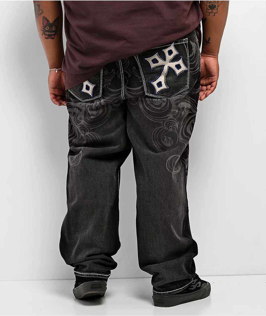 Roning By Benjart Ambush Royal Cross Black Wash Loose Fit Jeans - Image 2