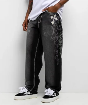 Roning By Benjart Ambush Royal Cross Black Wash Loose Fit Jeans