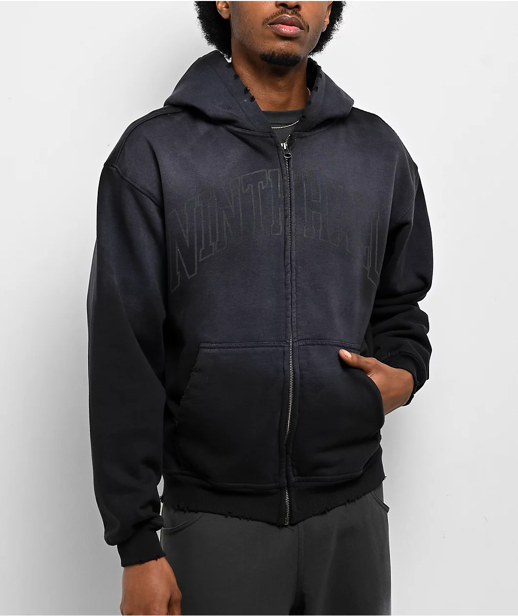 Roning By Benjart Art Department Black Wash Zip Hoodie - Image 2