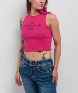 Roning By Benjart Ashlee Heaven Pink Crop Tank Top