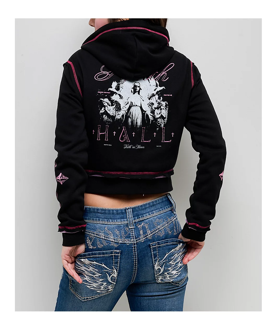 Roning By Benjart Avani Black Thermal Crop Zip Hoodie - Image 2
