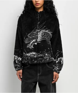 Roning By Benjart Aven Dragon Black Sherpa Zip Hoodie