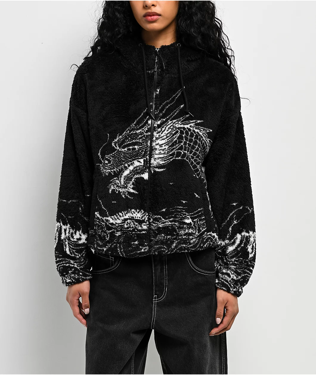 Roning By Benjart Aven Dragon Black Sherpa Zip Hoodie