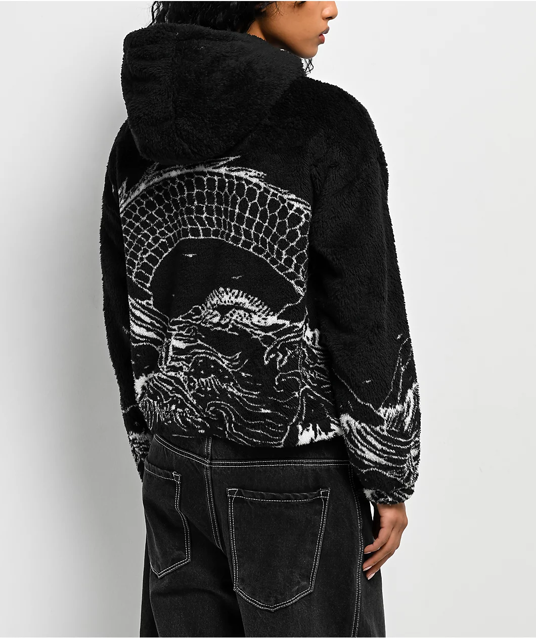 Roning By Benjart Aven Dragon Black Sherpa Zip Hoodie - Image 2