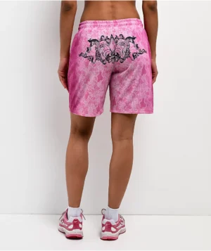 Roning By Benjart Billie Lace Print Pink Mesh Shorts