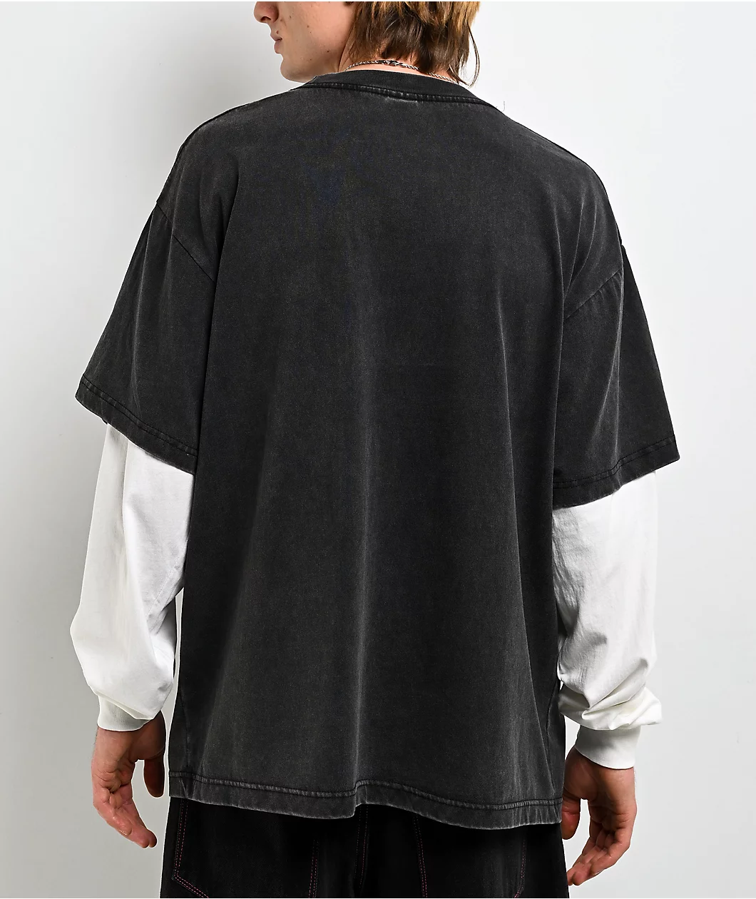 Roning By Benjart Black Light Charcoal & White 2fer Long Sleeve T-Shirt - Image 2