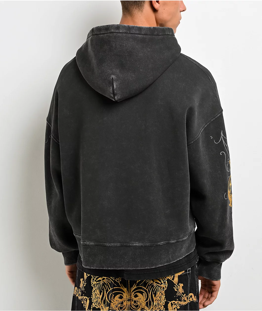 Roning By Benjart Brothers Black Wash Crop Zip Hoodie - Image 2