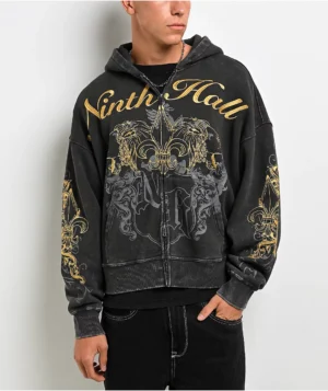 Roning By Benjart Brothers Black Wash Crop Zip Hoodie