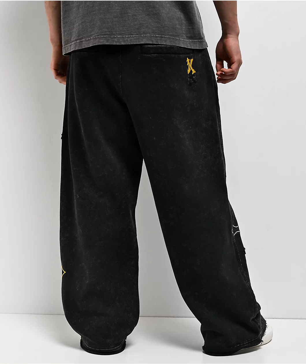 Roning By Benjart Crosses Black Wash Baggy Sweatpants - Image 2
