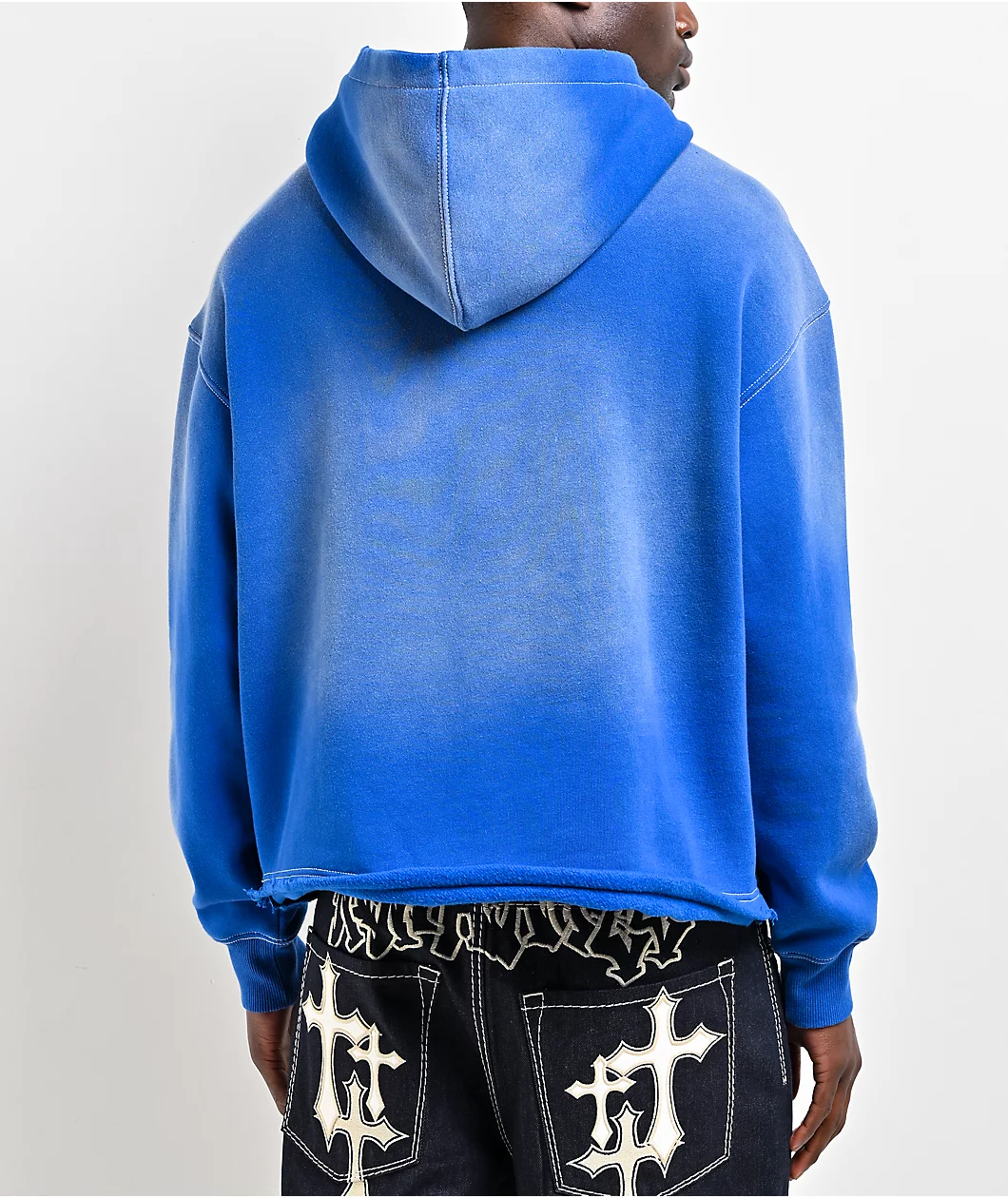 Roning By Benjart Fein Blue Wash Crop Hoodie - Image 2