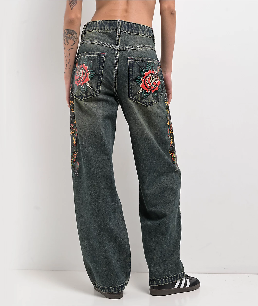 Roning By Benjart Idle Envy Cougar Snake Dark Blue Wash Straight Leg Jeans