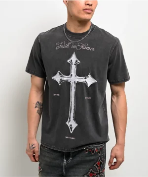 Roning By Benjart In Flames Charcoal Wash T-Shirt