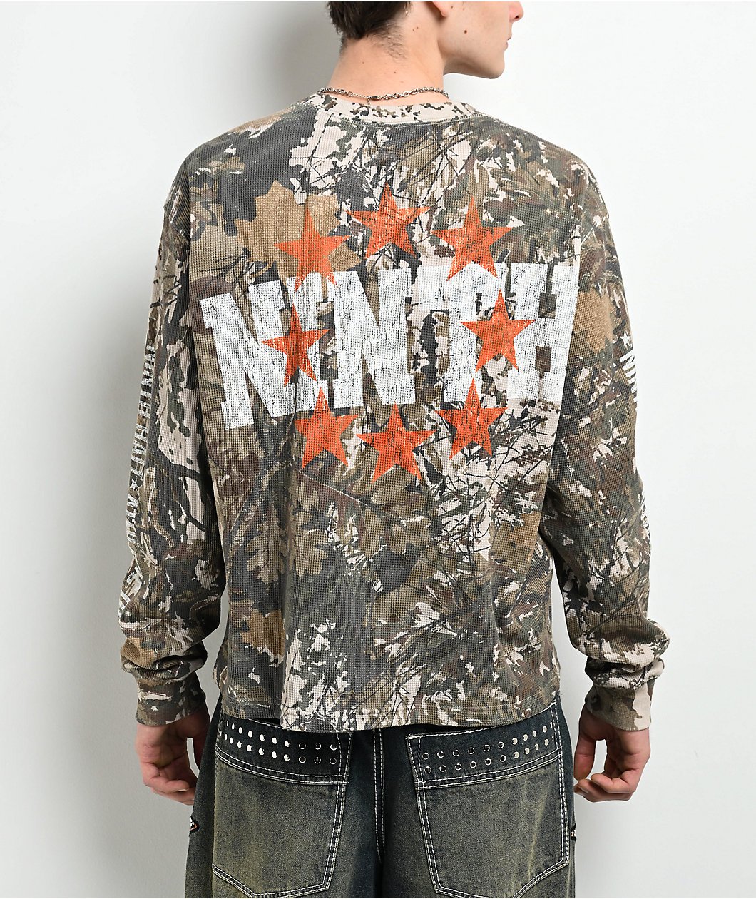 Roning By Benjart Layered Text Camo Long Sleeve Thermal T-Shirt - Image 2