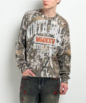 Roning By Benjart Layered Text Camo Long Sleeve Thermal T-Shirt