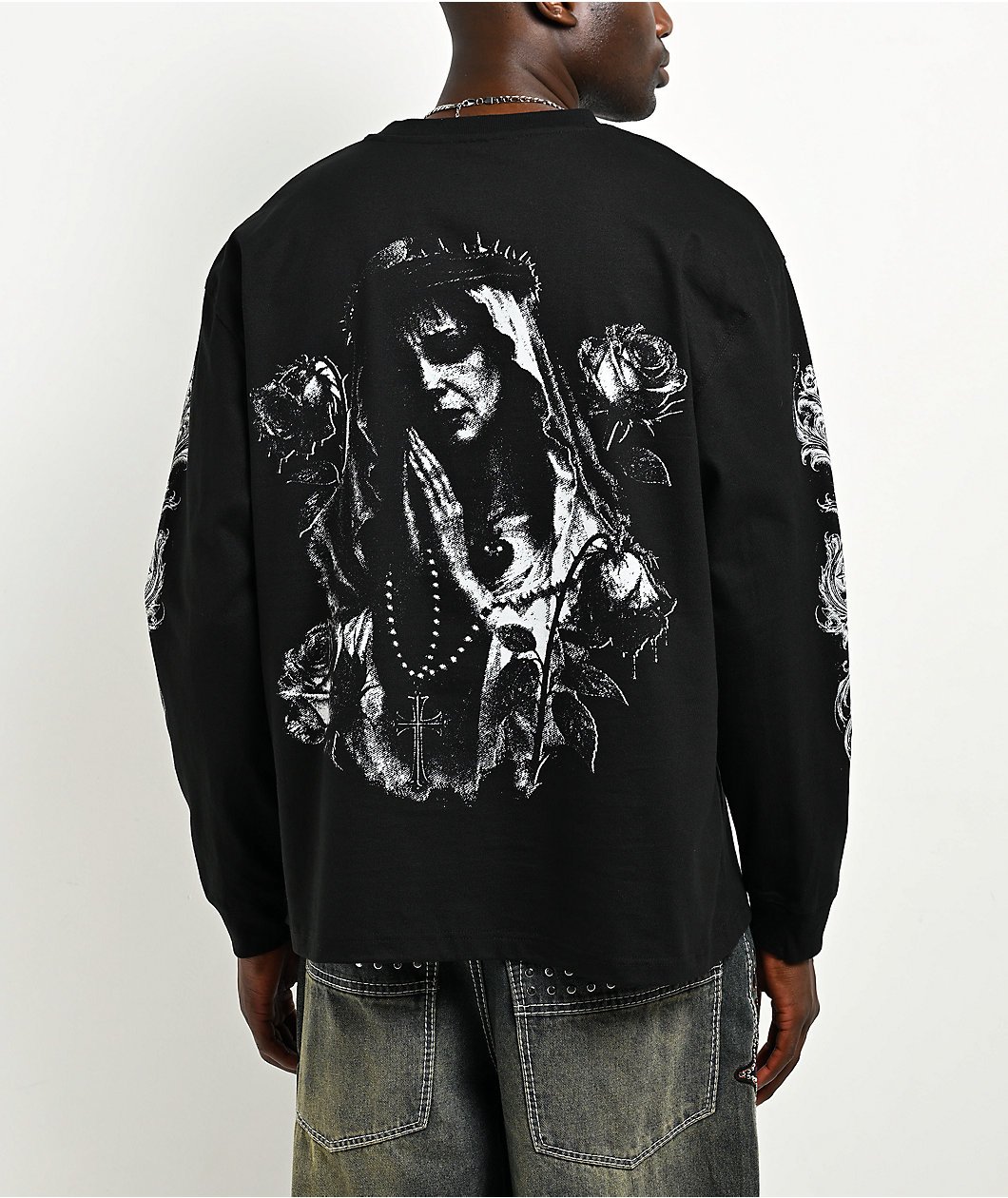Roning By Benjart Mother Mary Black Long Sleeve T-Shirt - Image 2