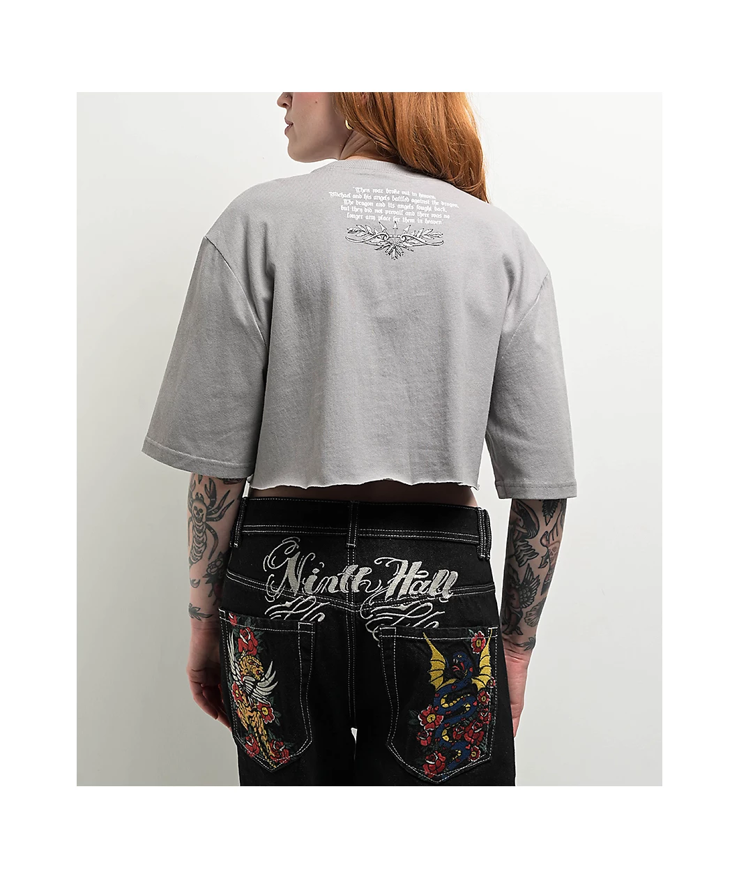 Roning By Benjart Olivia Angel Grey Boxy Crop T-Shirt - Image 2