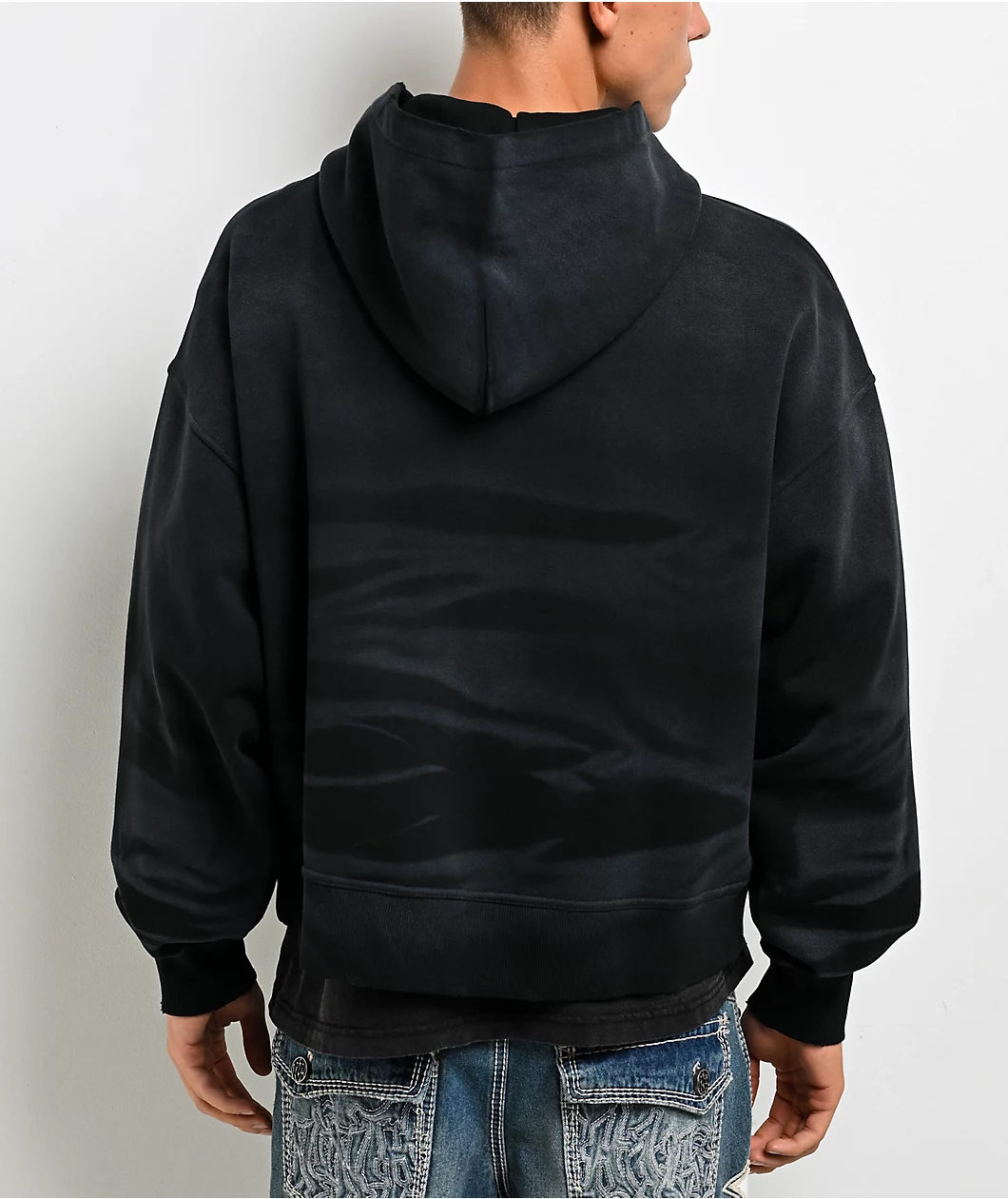 Roning By Benjart One Hundred Claws Black Wash Crop Zip Hoodie - Image 2