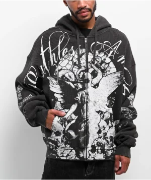 Roning By Benjart Stone Black Thermal Zip Hoodie