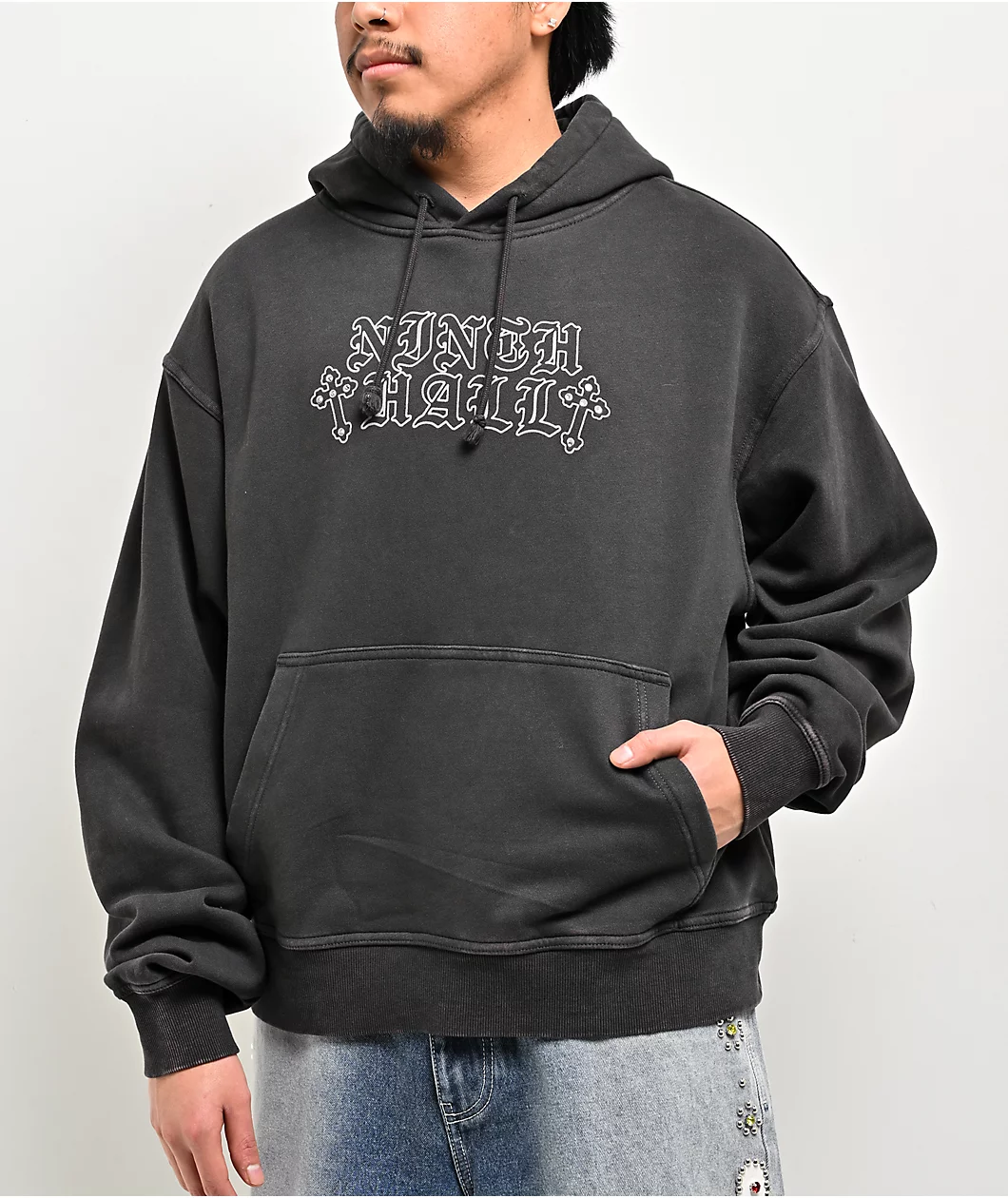 Roning By Benjart Tone Def Charcoal Wash Hoodie - Image 2