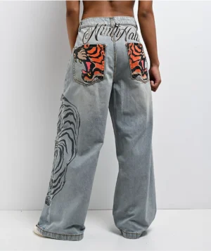 Roning By Benjart Trina Growl Wide Leg Blue Wash Jeans